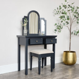 Melody Maison Large Dressing Table, Mirror & Stool Set - Daventry Navy Black Range - thumbnail 4