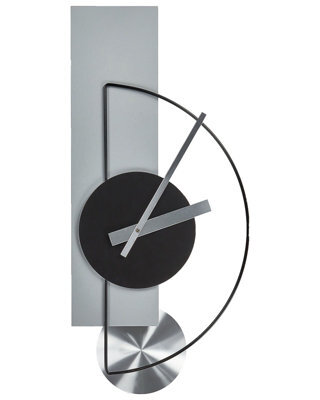 Wyld And Coco Grey Steel Wall Clock 31 X 63 Cm - Modern Minimalist No Numbers - image 1