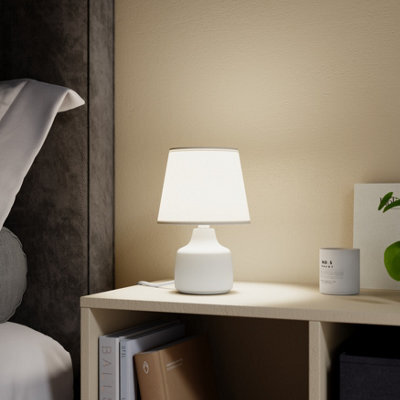 Conical Matt White Ceramic Led Table Lamp - image 1