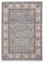 Blue Traditional Bordered Floral 10mm Thick Stain-Resistant Rug For Bedroom, Living Room, & Dining Room-80Cm X 300Cm (Runner) - thumbnail 9