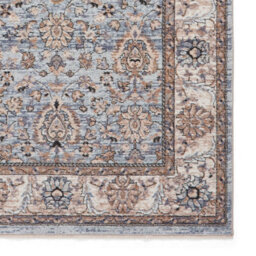 Blue Traditional Bordered Floral 10mm Thick Stain-Resistant Rug For Bedroom, Living Room, & Dining Room-80Cm X 300Cm (Runner) - thumbnail 4