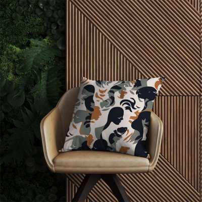 Warren Reed Designer Abstract Grey Brown Silhouette Outdoor Cushion 60Cm X 60Cm