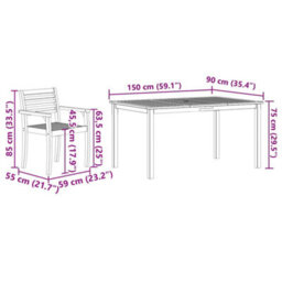 Berkfield Garden Dining Set 5 Pcs Brown Solid Acacia Wood - thumbnail 9