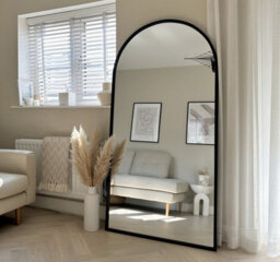 "Mirroroutlet Arcus - Black Framed Full Length  Arched Leaner / Wall Mirror 71"" X 35"" (180Cm X 90Cm)"