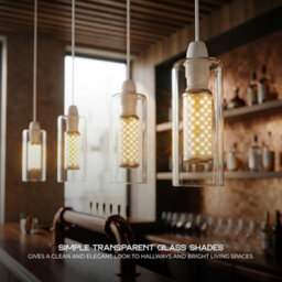 3Pack E14 Clear Glass Lamp Shades, Small Lampshades For Ceiling Lights, Table Lamps & Floor Lamps, 16Cm Height Pendant Light - thumbnail 5