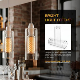 3Pack E14 Clear Glass Lamp Shades, Small Lampshades For Ceiling Lights, Table Lamps & Floor Lamps, 16Cm Height Pendant Light - thumbnail 7