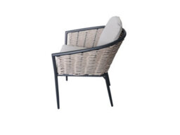 Sh&g Bolingbroke 4 Seat Garden Furniture Set - 4 Piece Square Table & Chairs - Aluminium & Grey Rattan With Beige Cushions - thumbnail 4
