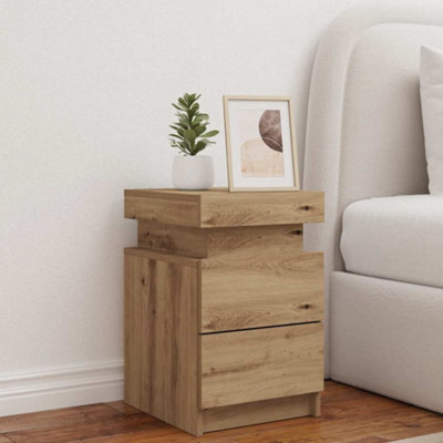 Walplus Bedside Cabinet With Led Artisian Oak 35X39X55 Cm Engineered Wood - image 1