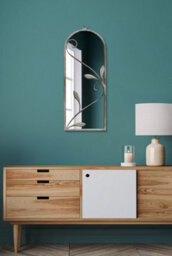 "Mirroroutlet Arcus - Concrete Colour Metal Framed Arched Wall Mirror 25""x 9"" (64 X 24Cm)" - thumbnail 2
