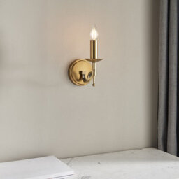 Luminosa Lighting Luminosa Stanford 1 Light Indoor Candle Wall Light Antique Brass, E14 - thumbnail 2