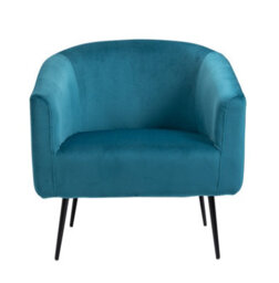 Nordlys Metal And Velvet Blue Lounge Chair Vintage Style Living Room - thumbnail 4