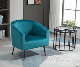 Nordlys Metal And Velvet Blue Lounge Chair Vintage Style Living Room - thumbnail 3