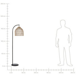 Beliani 165Cm Floor Lamp Natural Beige Rattan Shade With Brass-Toned Iron Arm - thumbnail 9