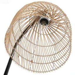 Beliani 165Cm Floor Lamp Natural Beige Rattan Shade With Brass-Toned Iron Arm - thumbnail 4