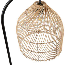 Beliani 165Cm Floor Lamp Natural Beige Rattan Shade With Brass-Toned Iron Arm - thumbnail 3