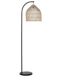 Beliani 165Cm Floor Lamp Natural Beige Rattan Shade With Brass-Toned Iron Arm - thumbnail 2