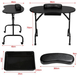 Yaheetech Folding Manicure Table Nail Desk Black - thumbnail 3
