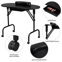 Yaheetech Folding Manicure Table Nail Desk Black - thumbnail 4
