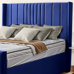 UKBEDFURNITURE Balmoral Wingback Blue Plush Valvet Upholstered Bed Frame Only- Blackboard - 48 Inch Headboard - thumbnail 2