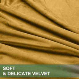 Moonlight Bedding Velvet Ring Top Curtains- Fully Lined Dim Out Blackout Pair, Ultra Soft Thermal Curtains (Ochre, 66 X 54 Inch) - thumbnail 8