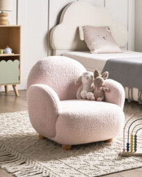 Beliani Kids Armchair Hem Boucle Pastel Pink - thumbnail 2