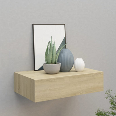 Berkfield Wall-Mounted Drawer Shelf Oak 40X23.5X10Cm Mdf - image 1