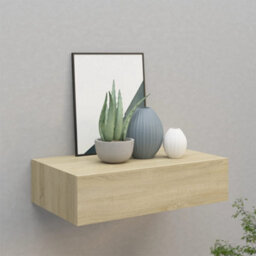 Berkfield Wall-Mounted Drawer Shelf Oak 40X23.5X10Cm Mdf - thumbnail 1