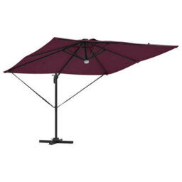 Berkfield Cantilever Roma Parasol With Leds Bordeaux Red 286X285X270 Cm Aluminium - thumbnail 4