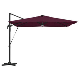 Berkfield Cantilever Roma Parasol With Leds Bordeaux Red 286X285X270 Cm Aluminium - thumbnail 6