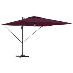 Berkfield Cantilever Roma Parasol With Leds Bordeaux Red 286X285X270 Cm Aluminium - thumbnail 2