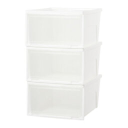 Thehotsale Stackable Plastic Shoe Box Shoe Storage 3Pcs In White - thumbnail 3