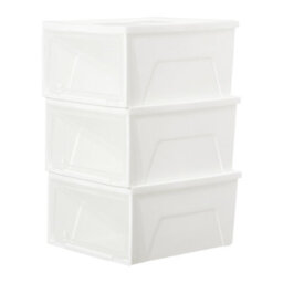 Thehotsale Stackable Plastic Shoe Box Shoe Storage 3Pcs In White - thumbnail 4