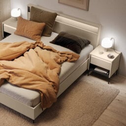 Arte Trend 10 Bedside Table 46Cm - Beige & Black With Led Lighting And Contemporary Storage - thumbnail 6