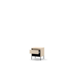 Arte Trend 10 Bedside Table 46Cm - Beige & Black With Led Lighting And Contemporary Storage - thumbnail 2