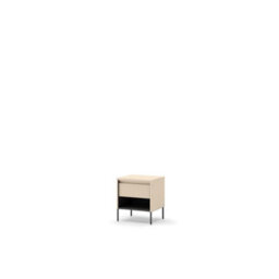Arte Trend 10 Bedside Table 46Cm - Beige & Black With Led Lighting And Contemporary Storage - thumbnail 1