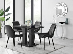 Furniturebox Imperia 4 Modern Black High Gloss Dining Table And 4 Black Pesaro Black Leg Chairs - thumbnail 1