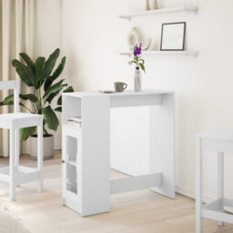 Berkfield Bar Table With Racks White 101X40X103.5 Cm Engineered Wood - thumbnail 3