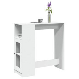 Berkfield Bar Table With Racks White 101X40X103.5 Cm Engineered Wood - thumbnail 1