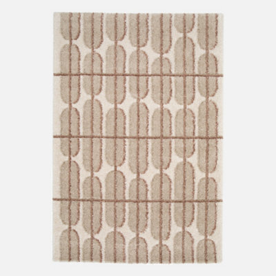 Sweeek - Indoor Rug With Beige, Cream, And Pink Graphic Pattern 230X160 Cm - Ocea - image 1
