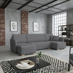 Como U Shape Couch Profiled Backrest For Comfort Large Sofa Bed With Under Seat Storage Freestanding Modern Fabric Grey - thumbnail 1