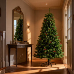 Shatchi 4Ft Artificial Christmas Tree Maryland Fir Green Tips Red Berries And Pine Cones Xmas Home Decorations Metal Stand - thumbnail 7