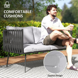 Outsunny 4 Piece Garden Furniture Set With Cushions For Patio, Light Grey - thumbnail 5
