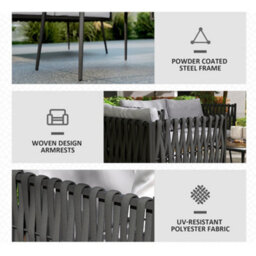Outsunny 4 Piece Garden Furniture Set With Cushions For Patio, Light Grey - thumbnail 7