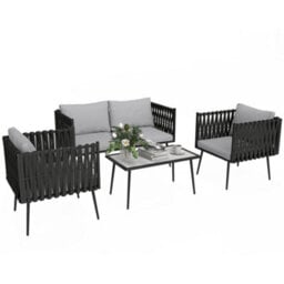 Outsunny 4 Piece Garden Furniture Set With Cushions For Patio, Light Grey - thumbnail 2