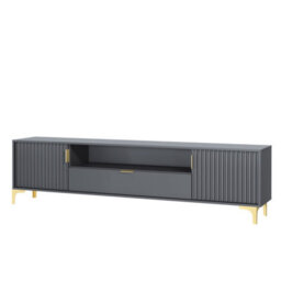 Tide Crest Tv Unit 200Cm Gold Dark Grey With Fluted Wave Doors - Creative Furniture - thumbnail 6