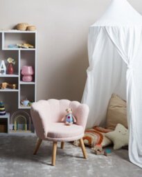 Beliani Kids Armchair Halby Boucle Pastel Pink - thumbnail 2