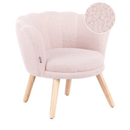 Beliani Kids Armchair Halby Boucle Pastel Pink - thumbnail 1