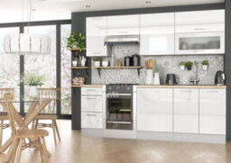Impact Furniture Kitchen Display Cabinet Glass Wall Unit 800mm White Gloss Modern Storage Cupboard Lift Up Slab Door Ella - thumbnail 7