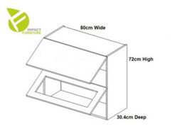 Impact Furniture Kitchen Display Cabinet Glass Wall Unit 800mm White Gloss Modern Storage Cupboard Lift Up Slab Door Ella - thumbnail 3