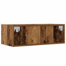 Berkfield Durable Tv Cabinet With Led Lights Old Wood 75X35.5X25 Cm - thumbnail 9